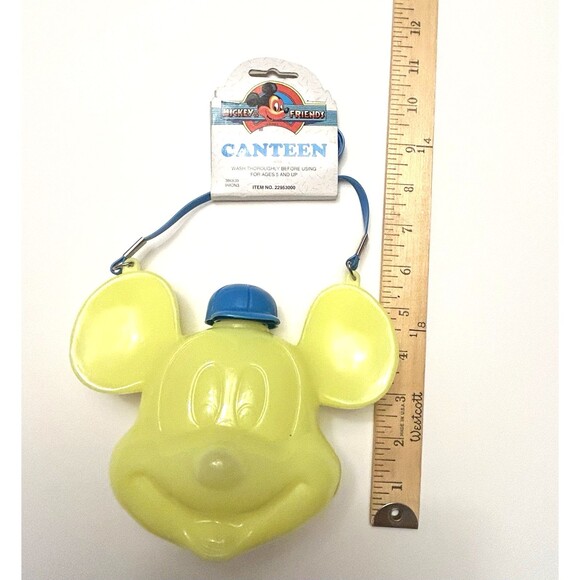 Mickey Mouse & Friends Yellow Canteen Blue Cap Vintage Disney NEW with TAG - Picture 3 of 10